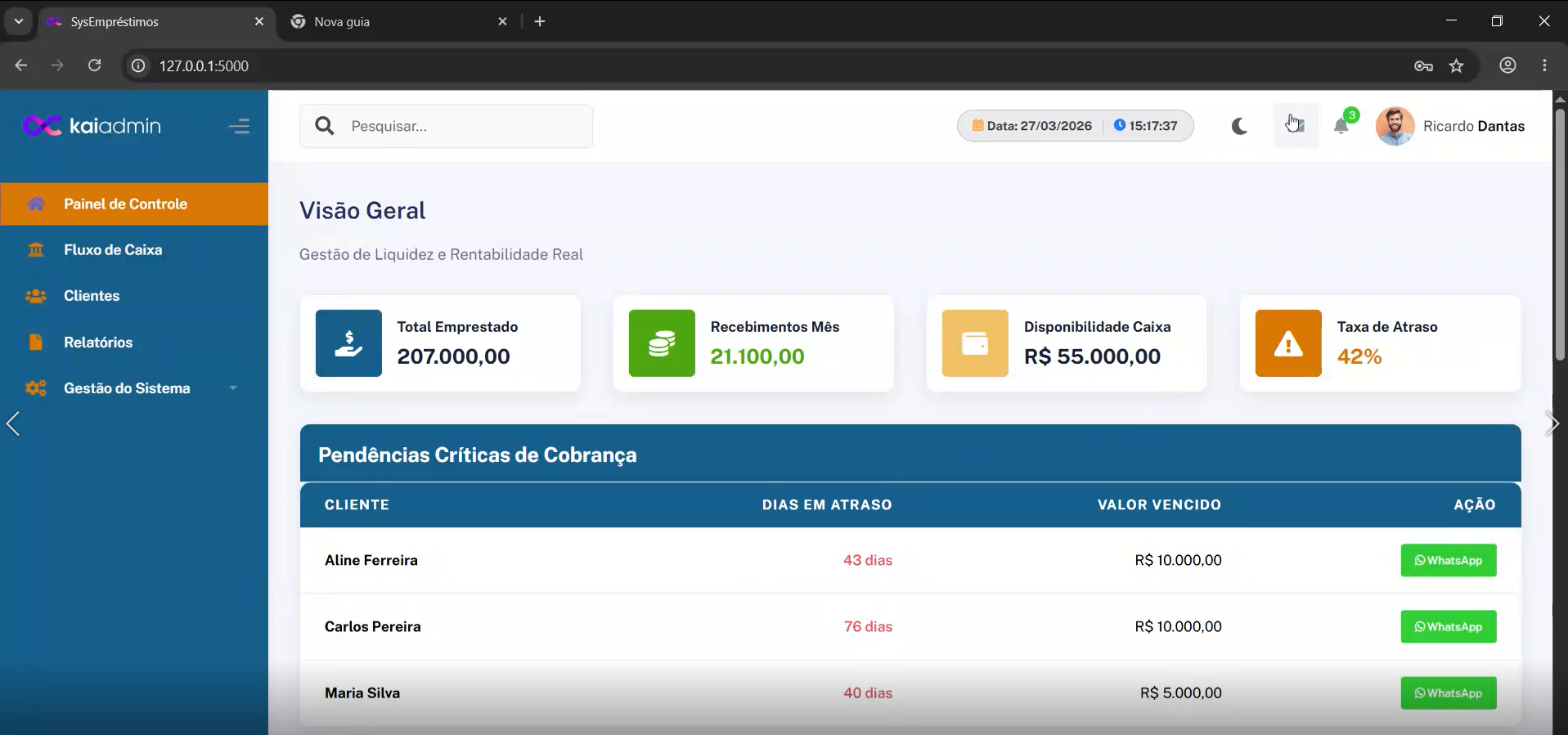 Interface do projeto SysEmpréstimos